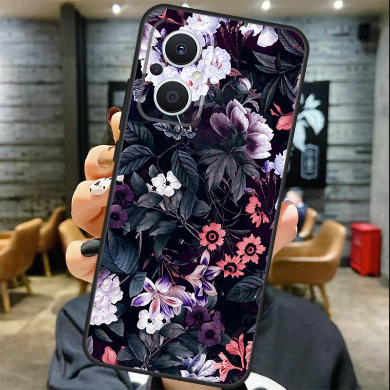 Půlnoční květinový kryt Pro OPPO Reno 13 13F 12 F 11 8T 7 8 10 Pro OPPO Find X8 X6 Pro X3 X5 Lite Kryt Coque
