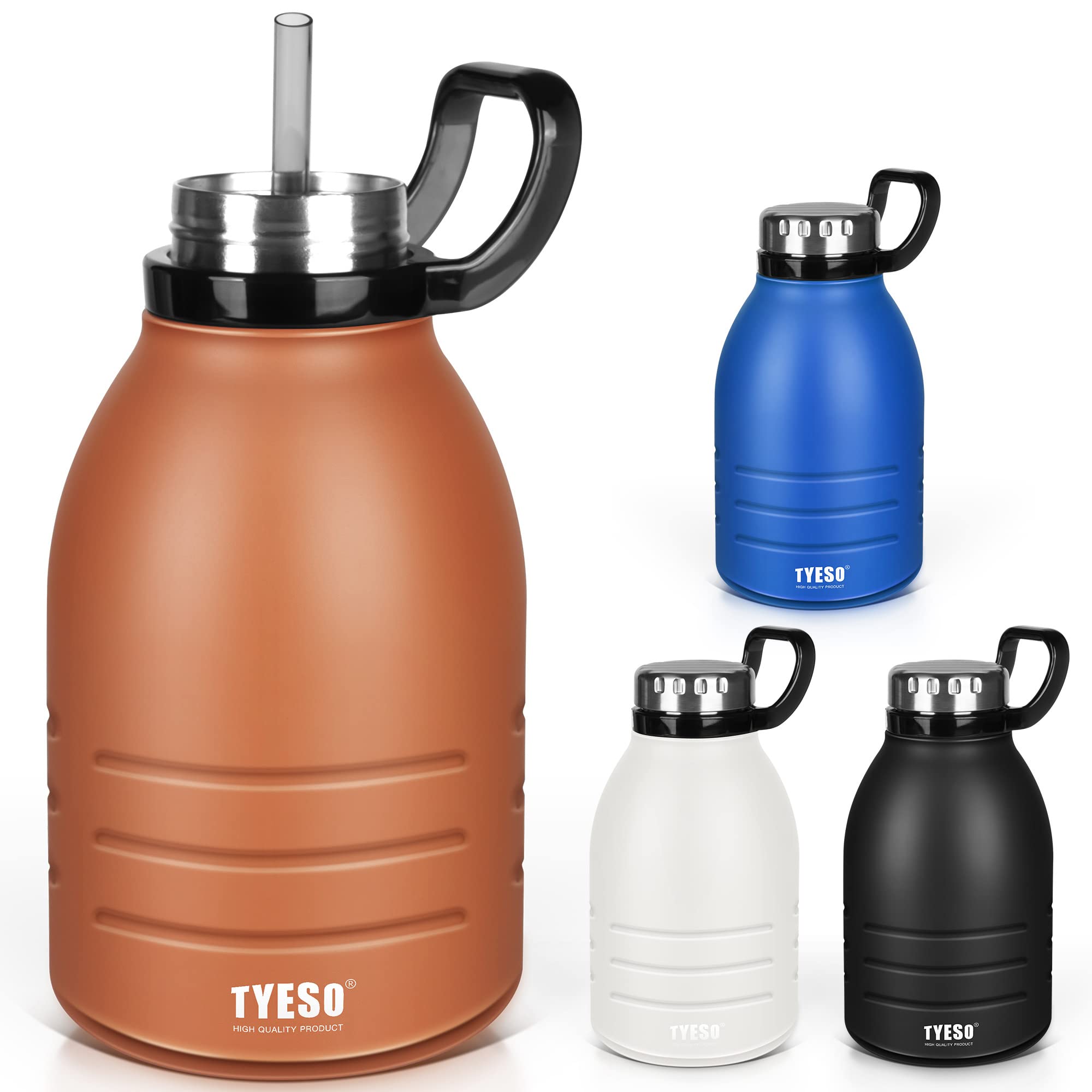 

TYESO 1.5L Stainless Steel Water Bottle, Sports Bottle, Direct Drinking, Insulated, Easy to Clean, with Straw, Large Capacity, Portable, Travel, with
