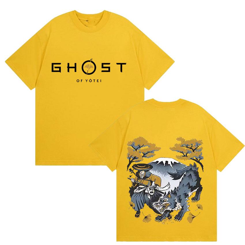

Японська гра Ghost of Yotei Графічна чоловіча сорочка 100% бавовна стиль укійо-е Круглий виріз Короткий рукав Жіноча мода Оверсайз Футболка 4XL
