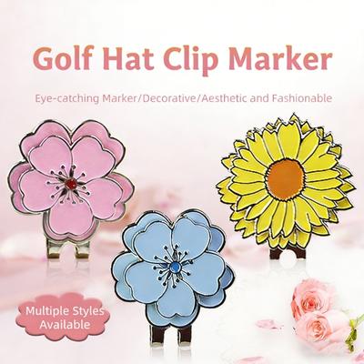 Floral Golf Ball Marker Magnetic Hat Clip Accessory Zinc Alloy Construction Golf Accessories Fashion Accessory