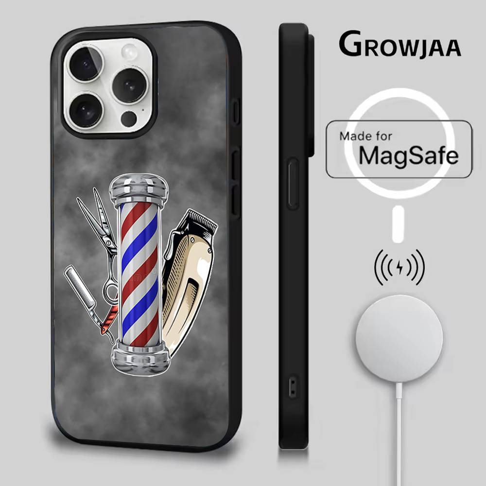 Barber Shop Hair Stylist Salon Phone Case For iPhone 16e,16,15,14,13,12,11,Plus,Pro,Max,Mini Magsafe Magnetic Wireless Charging iPhone16
