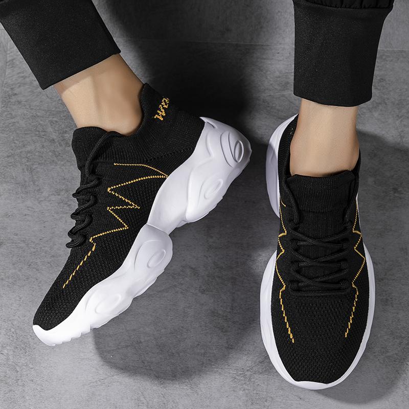 Knitted Sneakers for Men Black Comfortable Woman Shoe Men's Sports Shoes Platform Lightweight Casual Shoes Plus Size 35-47