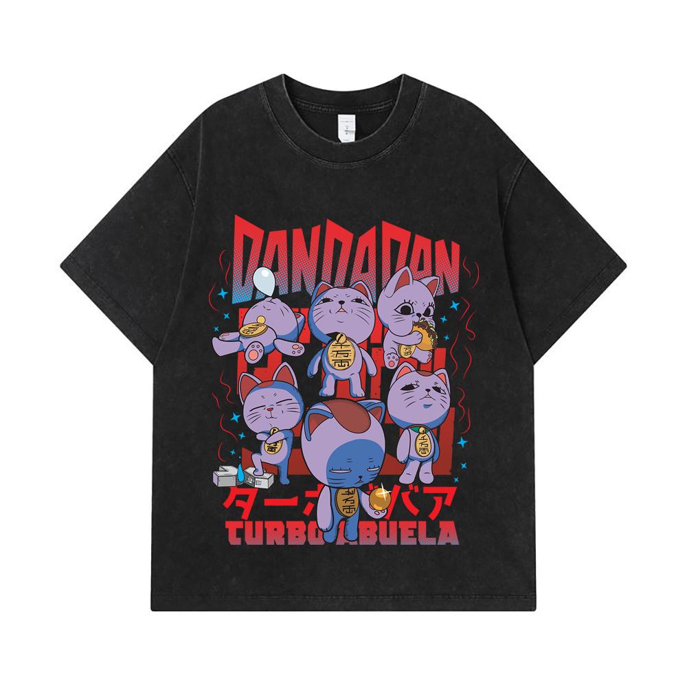 275 GSM Washed T-shirts 100% Cotton Dandadan V30 Turbo Granny Print Unisex Heavy Cotton T Shirt