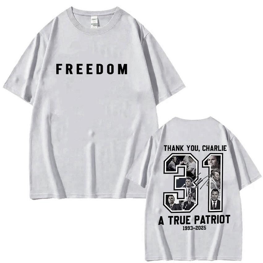 A True Patriot Charlie Kirk 1993-2025 Graphic T Shirt Men's Vintage Gothic Clothing T-shirts Casual Y2K Cotton Short Sleeve
