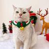 Pet Christmas Collar Adjustable Cute Hand Woven Cat And Dog Knit Cat Collar Scarf With Bell M Golden Bells Red Collar