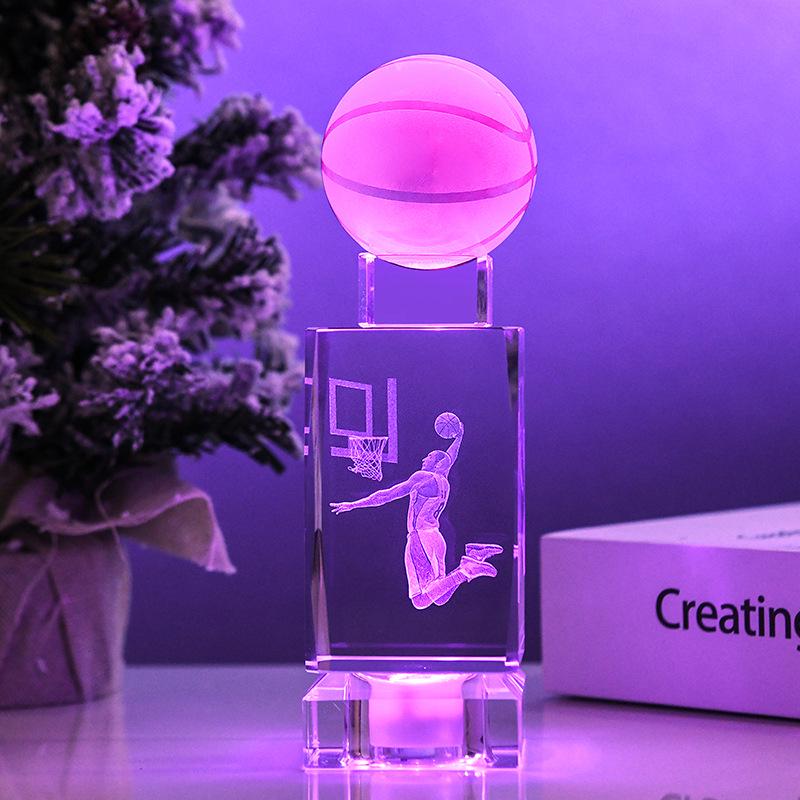 Glow-in-the-Dark Kobe Bryant NBA Figurine: Crystal Basketball Gift for Birthday