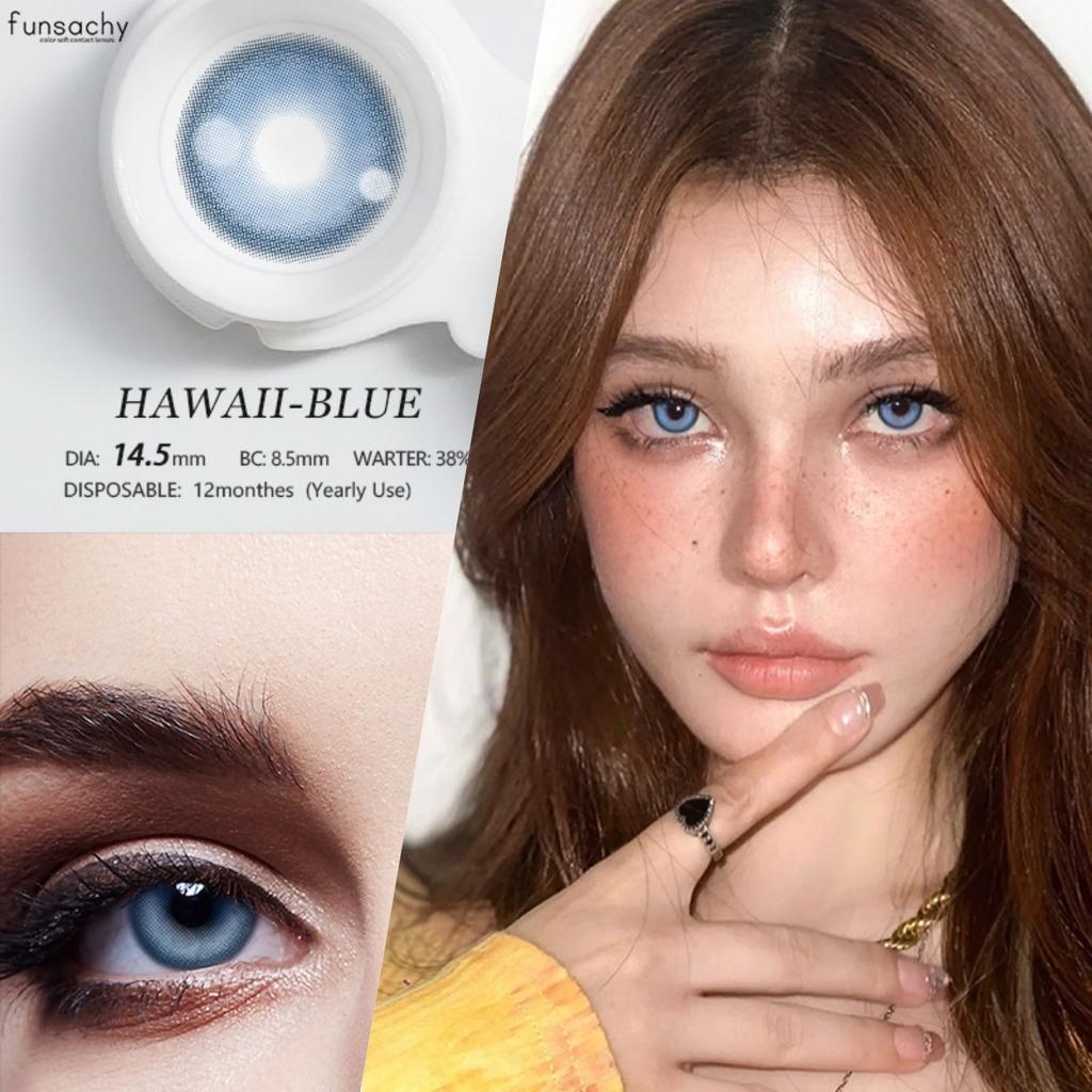 Funsachy 2 buc. Lentile de contact cosmetice Lentile frumoase pentru ochi HAWAII Lentile de contact anuale de culoare naturale