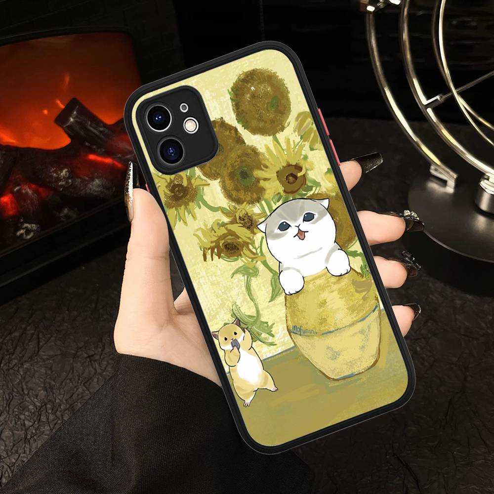M-Mofusand Cute Shark Cat Matte Protective Case For IPhone 16 15 14 13 12 11 Pro Max X XS MAX Protection Case