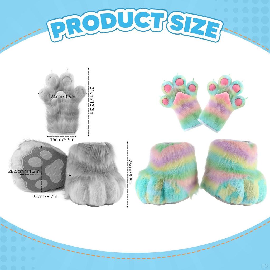 Cosplay Claw Gloves with Fursuit Feet Costume Accessory for Birthday