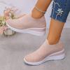 Rhineste Decor Wedge Sneakers for Women Breathable Knitted N Slip Running Shoes Woman Comfortable Slip  White Sports Shoes