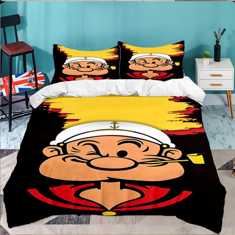 Po-peye And Olive In Action 3PCS Bedding set,Ideal for 1pc Duvet Cover And 2pcs Pillowcases Perfect for Fan gift,Ideal for Bedroom, Dormitory