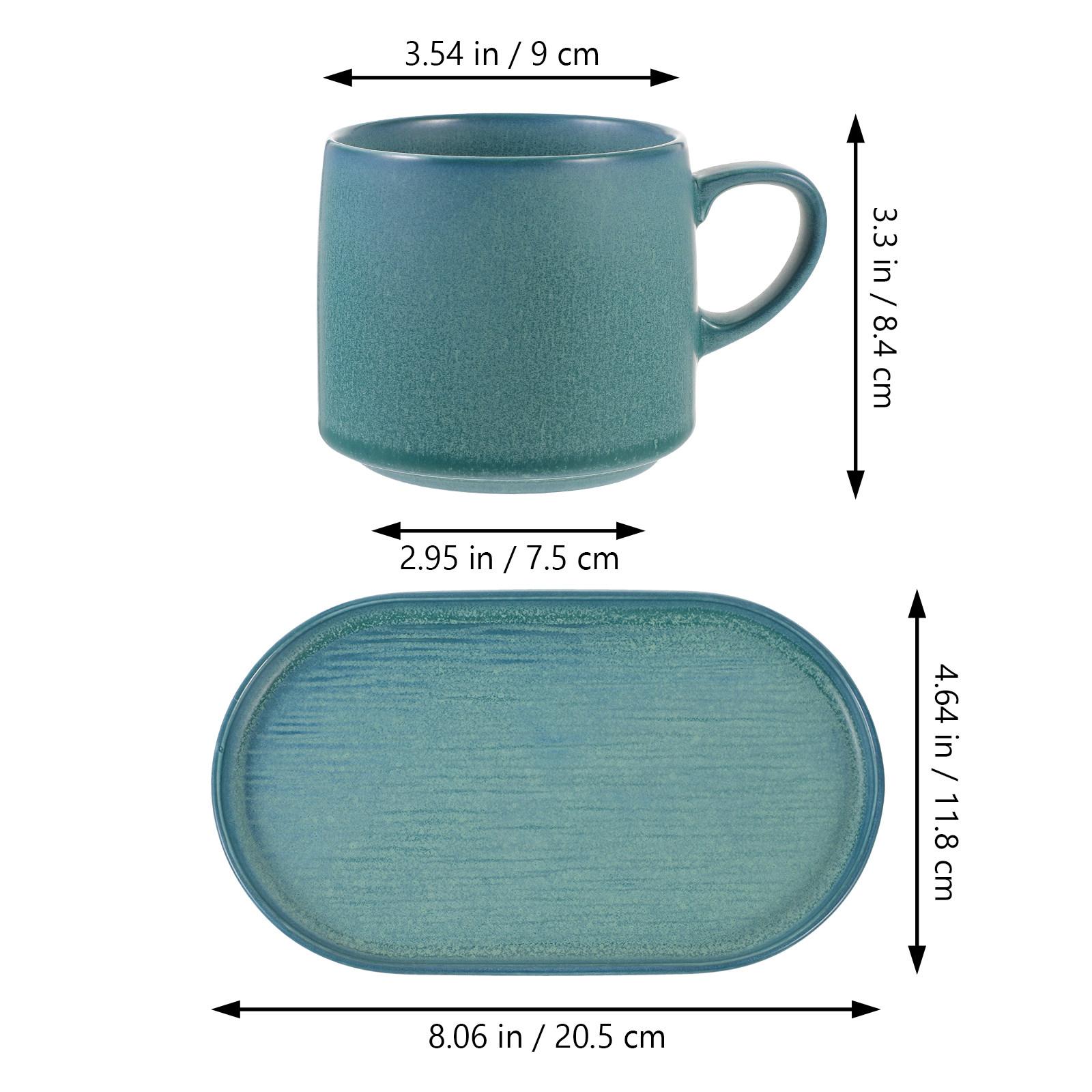 1Set Ceramic Breakfast Cup Saucer Classic Timeless Coffee Mug Home Office Water Tea Milk Cup Decorative Ceramic Mug синий