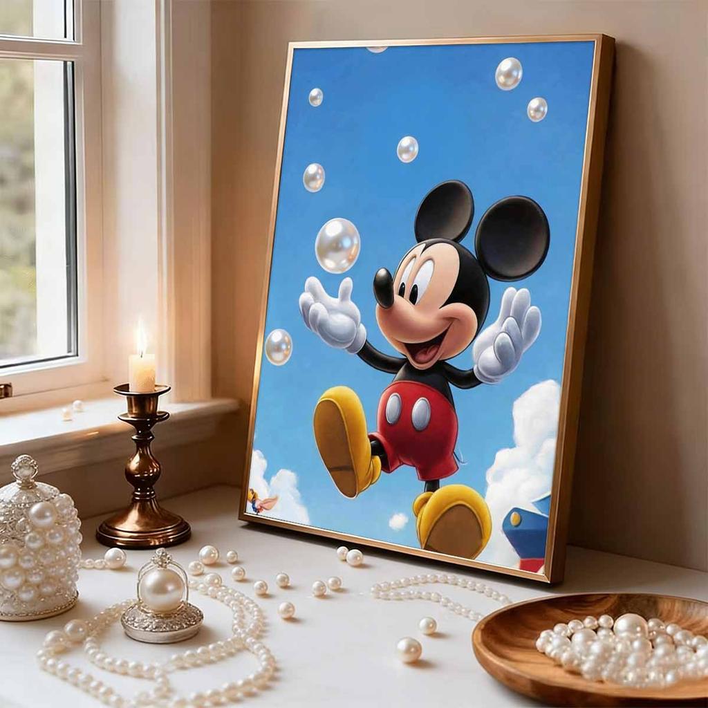The Iconic Character of Disney Mickey Mouse in A Pearl Jigsaw Puzzle A Handmade Decorative Gift Suitable for Home Use