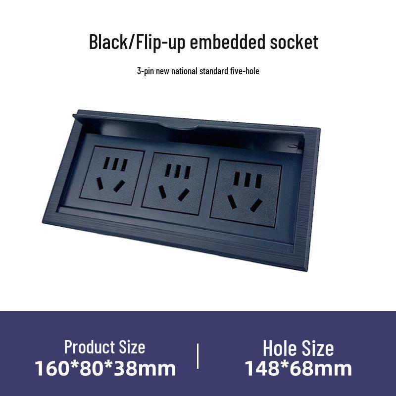 Flip-Top Conference Desk: Embedded Multi-Function Socket with Hidden Wire Board and Power Strip.