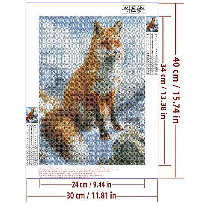 5d DIY Diamond Painting Cross Stitch Snow Mountain Fox Diamond Embroidery Mosaic Animal Full Round Drill Home Decor Arts