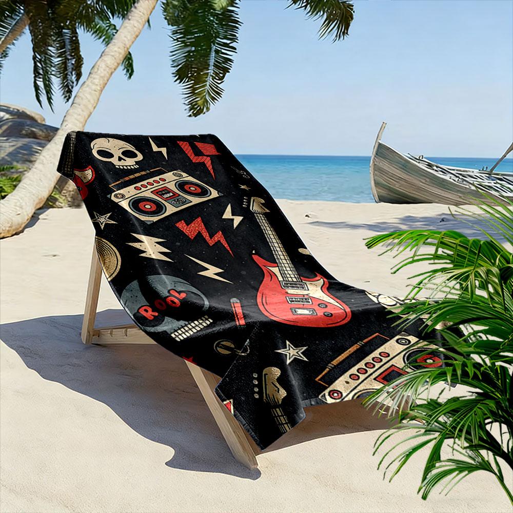 Rock-Vibe-Explosion Wandteppich Druck Strandtuch, schnell trocknend, geeignet für Reisen, Outdoor-Sportarten, Joggen, den Strand und Schwimmen, Geschenk