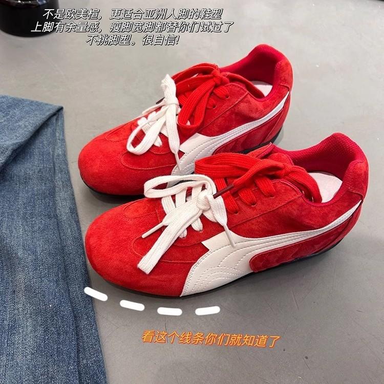 6cm inner height increase German training shoes women's 2025 new versatile flat-bottomed retro Forrest Gump shoes red casual shoes women's