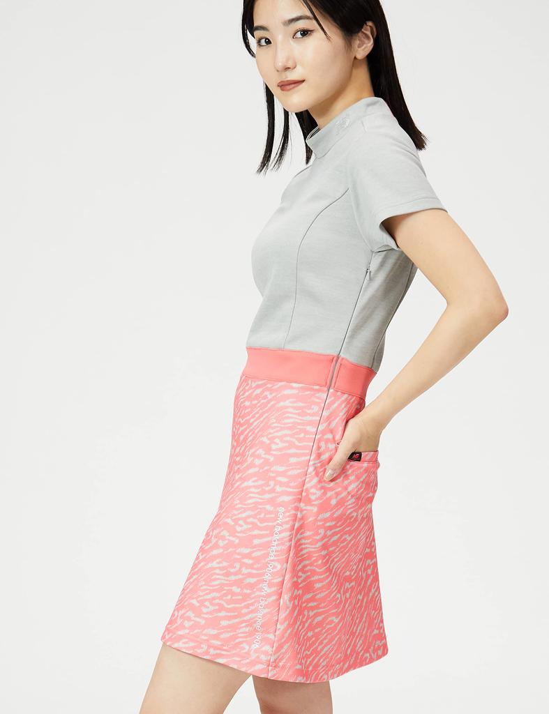 Golf Short Sleeve Sweat Dress ZEBRA Heat x Pink 1 [New Balance] (Cardboard Knit/ACCENTIAL WARM Retention/Stretch) / Women's / 012-2224502 020_Gray