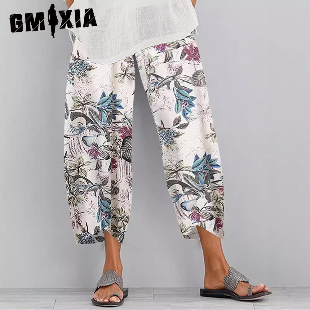 GMXIA Modne damskie spodnie i spodnie capri na co dzień w jednolitym kolorze