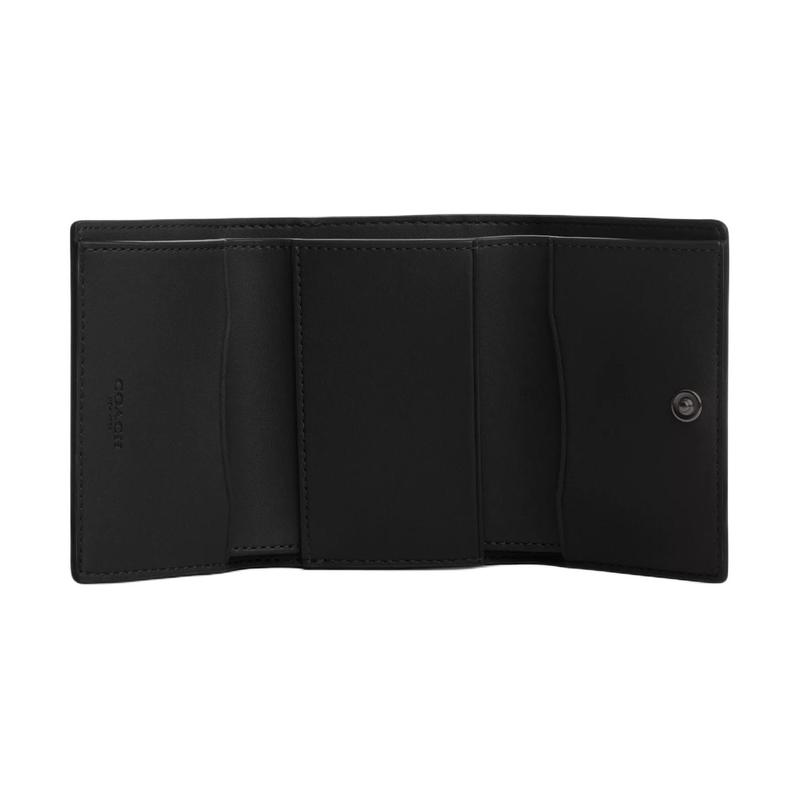 COACH Micro ogo Snap Cowhide Wallet Regular Women's Black Copper and Black Black copper and black