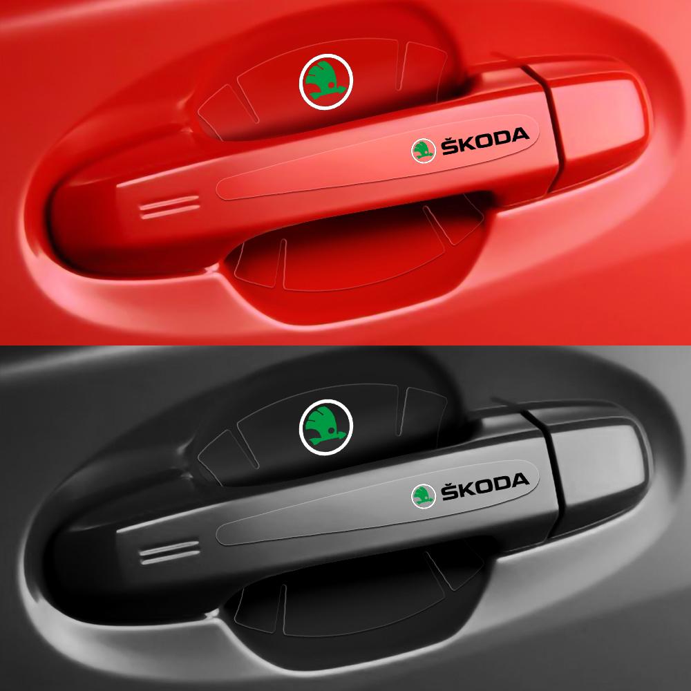 Car Door Handle Anti-wear Transparent Protective Sticker Auto Accessories For Skoda Octavia A5 A7 A2 Rapid Fabia Superb Kodiaq evw355