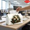 2D Flat, 1pc Tissue Box, Printed On Both Sides, Christmas Tissue Box Holder Napkin Dispenser with Holly Wreath Candles Design Decorative Multifunction