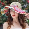 Korean Style Women's Breathable Beach Wide-Brim Straw Hat, Spring and Summer Flower Sun Hat, Fashionable Sunscreen Handmade Hat