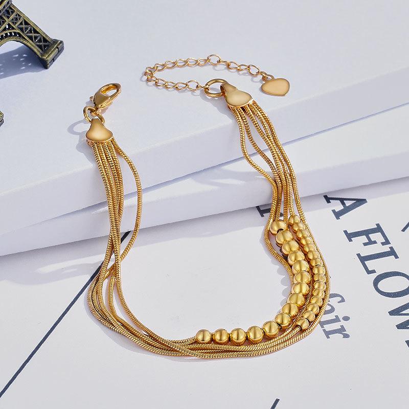 Sand Bead Couple Bracelet Delicate Glossy Round Bead Multi-line Women's Valentine's Day Frosted Round Bracelet
