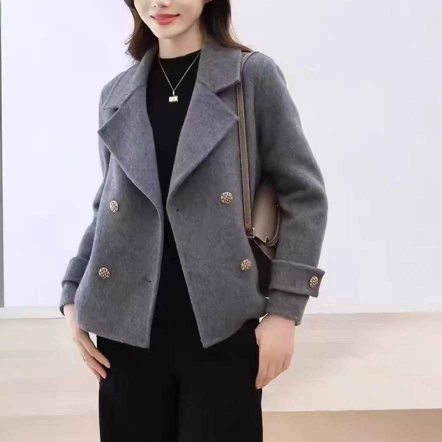 

Женский короткий блейзер из кашемировой шерсти на межсезонье 2025 года - Стильная, универсальная двусторонняя верхняя одежда с воротником высокого класса M (Recommended for 120-140 jin)