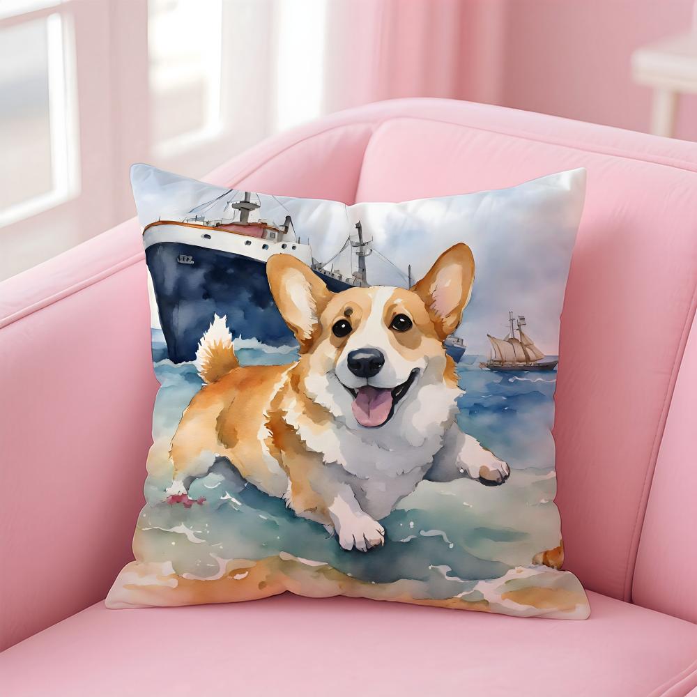 CUTE Golden Retriever Cushion Cover Pillow Case Soft Friendly Fabric Concealed Zipper