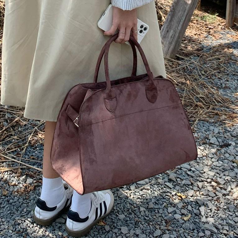 2024 Retro Suede Tote Bag - Women's Large Capacity Single Shoulder Commuter Handbag