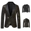 Herrenanzug, Smoking, Partymantel, Pailletten, Gentleman-Blazer, Jacke, Ein-Knopf-Anzug