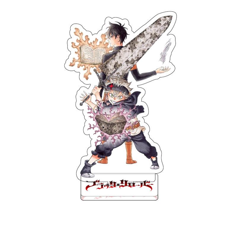 Black Four-Leaf Clover Surrounding Characters Painted Acrylic Standing Cards, Black Five-Leaf Clover Animation Creative Ornaments Customized according to drawings*3PCS