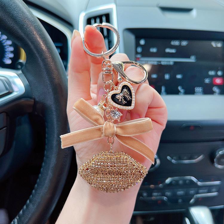 

Модный брелок для ключей от машины в форме полихрома для губ, брелок со сверкающим кристаллом, женский для StyleE