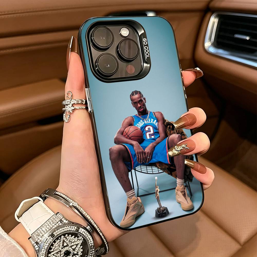 Basketball -Shai -G-Gilgeous Alexander 2 Phone Case For iPhone 17,16,15,14,13,12,11 Plus Pro Max Colored Silver Phone Case iPhone14ProMax