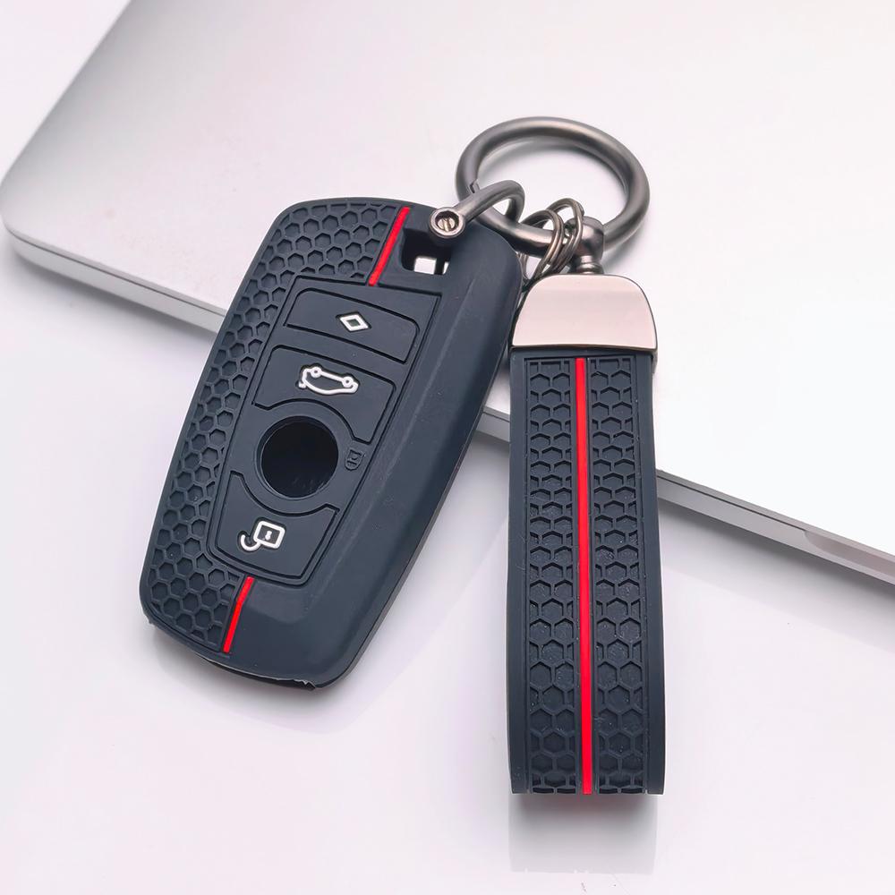 Key Fob Cover for BMW X1 X3 X4 X5 X6 M3 M4 M5 with Keychain Anti-Scratch Guard Shockproof Protection Soft Grip Texture Responsive Button Touch