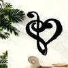 Retro Järn Musiknot Hjärta Väggkonst, Svart Metallskulptur för Vardagsrum Musikrum, Gåva till Musiker Fan Jul Halloween