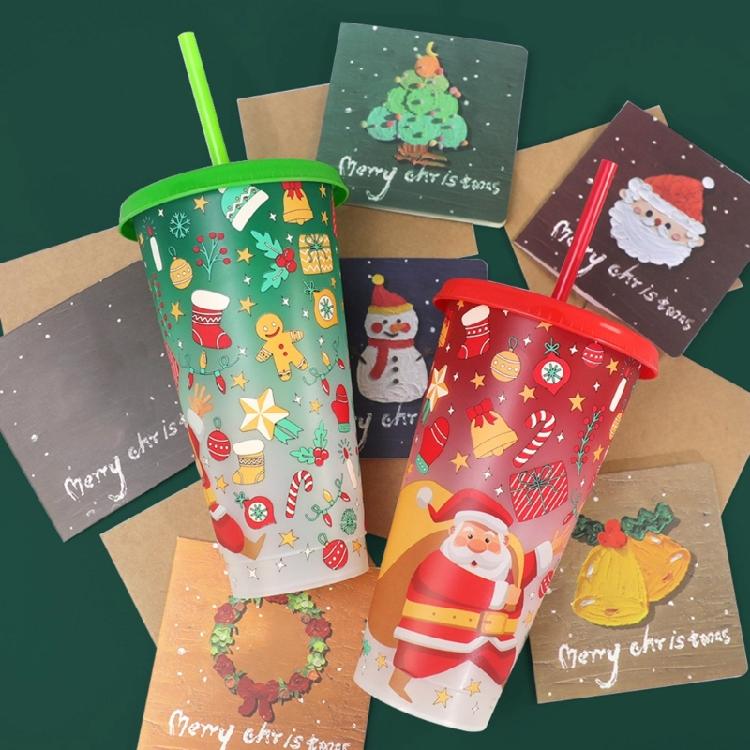 2PCS Creative Cold Activated Color Transforming Cups for Christmas Fun Cold Sensing Cup Safe for Kids and Adults