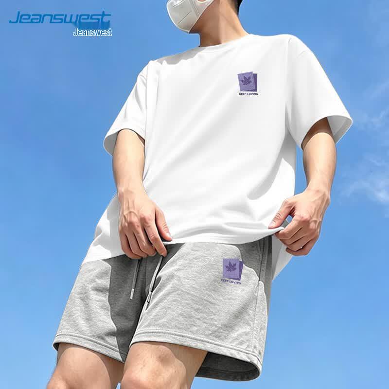 Jeanswest Men s Summer Loose Fit Cotton Two-Piece Sport Set XL