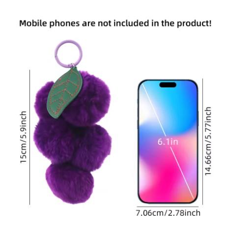 Purple Fluffy Keychain Rabbit Plush Grape Pendant Car Key Pendant Accessory