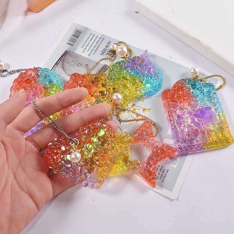 Cute Heart Round Charm Resin Mold Silicone Keychain Mold Pendant Epoxy Casting Mold with Hole DIY Craft Diamond Pattern