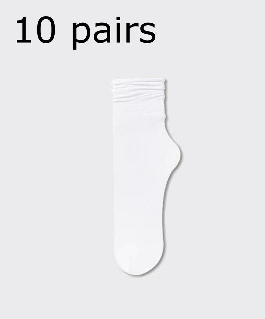5/10 Pairs Ice Silk Women's Middle Tube Thin Socks Summer Cool Black and White Socks Ice Pile Ladies' Casual Socks