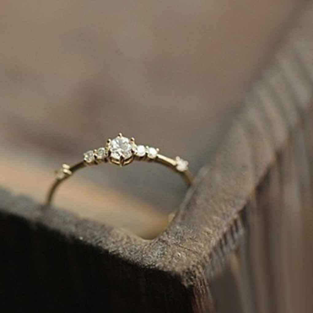 Vintage Kristall Verlobungs Ehering Damen Schmuck Größe 5/11