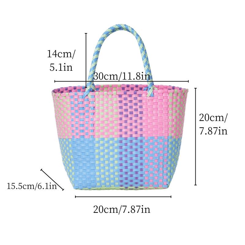 New colored dopamine vegetable basket bag, hand-woven bag, large-capacity handbag, women s versatile commuter bag open