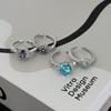 Light Luxury, Sweet And Cool Sugar Cube, Purple And Blue Colored Treasure, Open Ring, Diamond-Set Zircon Niche Design, High-End Stacked Ring Woman