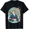 Esthetische Otter Samurai in Water Grappig Vintage Japan T-shirt