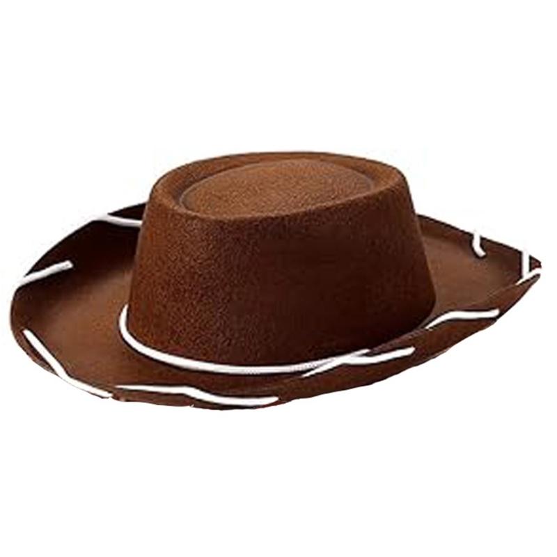 Brown Red Felt Cowboy Hat Western Cowgirl Cap Fancy Dress Costume Child Outfit for Party Role for Play Cosplay Holiday D