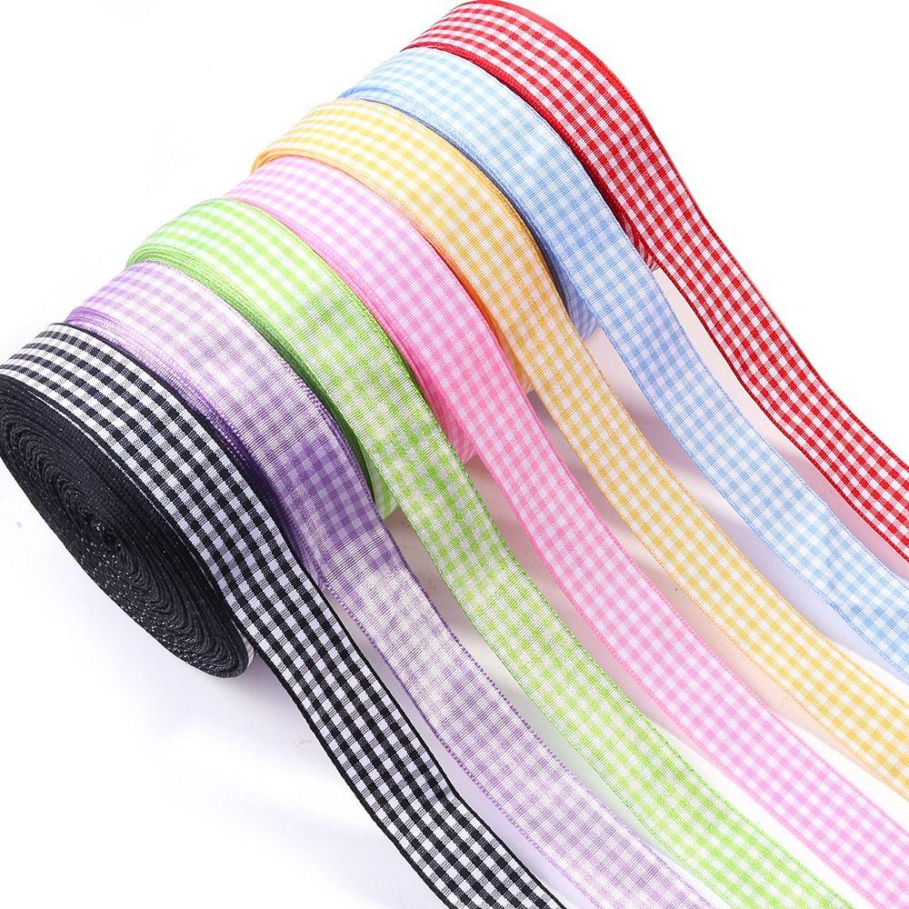 2CM Plaid Ribbon 50 Yard Korean Ribbons Creative Roll of Satin Ribbon Party Decoration