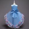 Girls Mesh Flower Runway Dress Children's Party Wedding Princess Dress with Train