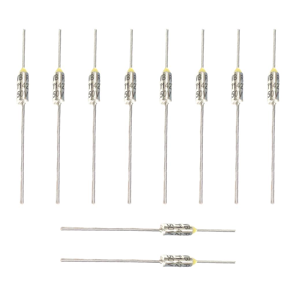 Pack of 10 Metal Thermal Cutoffs Thermal Fuse for Motor Transformer Electric Industrial Metal Shell Thermal Fuse Cutoff